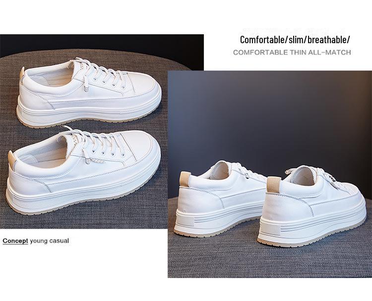 Женские повседневные кроссовки из натуральной коровьей кожи - модная белая обувь весна/осень 2025 г.