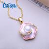 Natural Freshwater Pearl Jewelry Necklaces For Women Elegant Gold Color Flower Pendant Birthday Gift