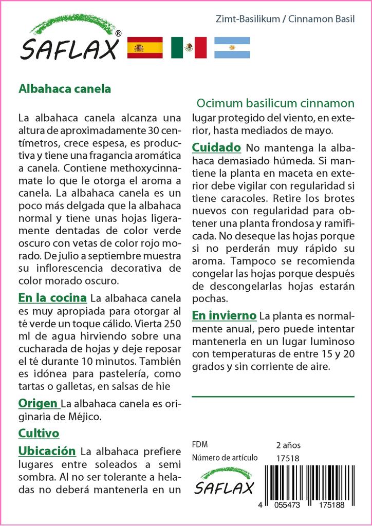 SAFLAX Подарочный набор - Коричный базилик - 200 семян - С подарочной коробкой, карточкой, этикеткой и субстратом для посадки - Ocimum basilicum