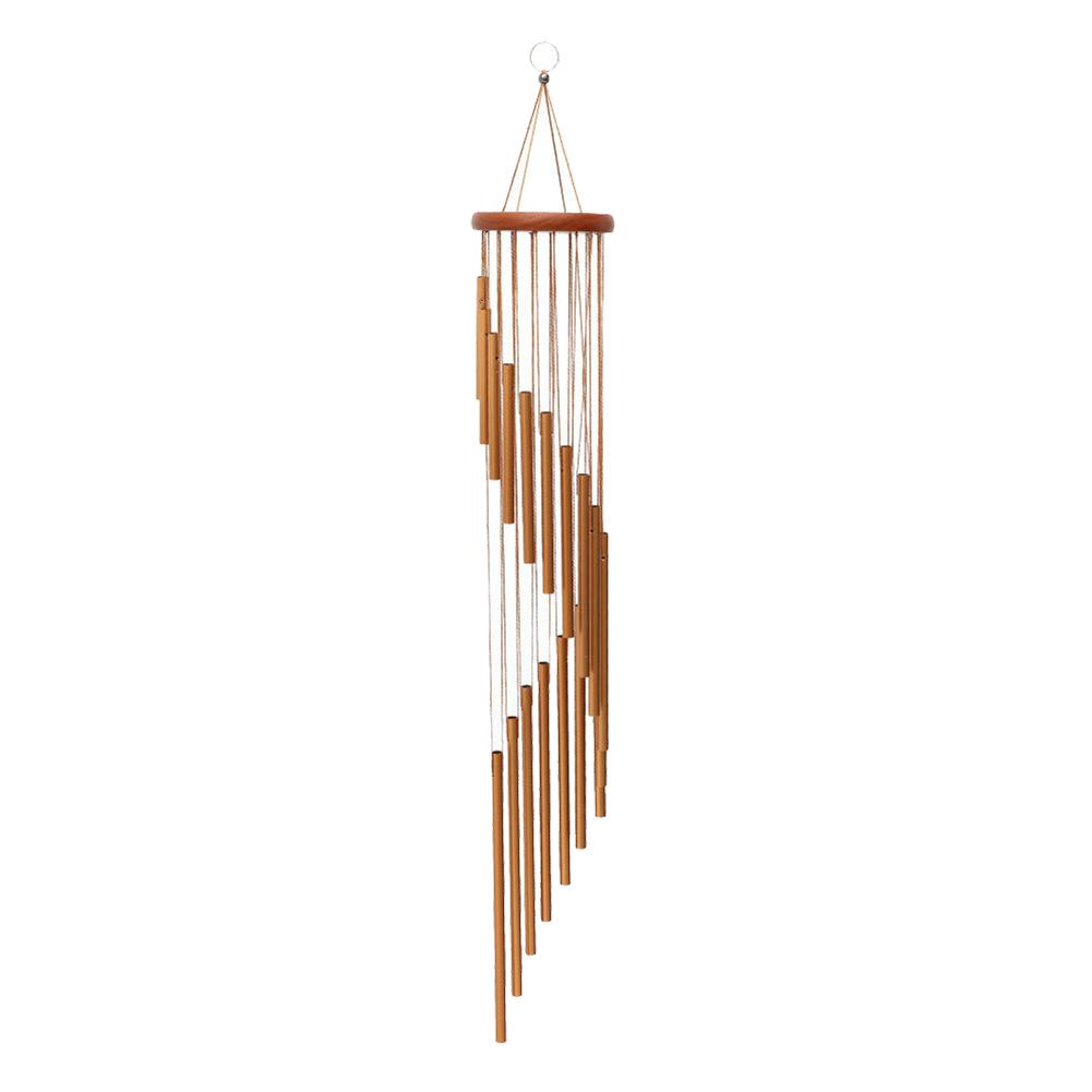 18 Tubes Wind Chime Outdoor Hanging Metal Pendant Solid Wood Pitch Rotating Decoration New Year Gift Home Decoration Ornament