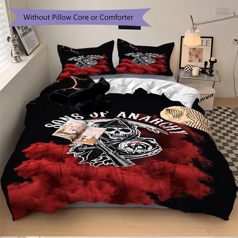 Sons Anarchy Skull Print 3Pcs Bedding Setduvet Cover With 2 Bedropillowcase Home Birthday Gift