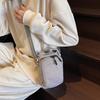 Mini Canvas Bag Women's Simple Casual Lightweight Mobile Phone Small Square Bag Drawstring Bundle One Shoulder Crossbody Bag KTB