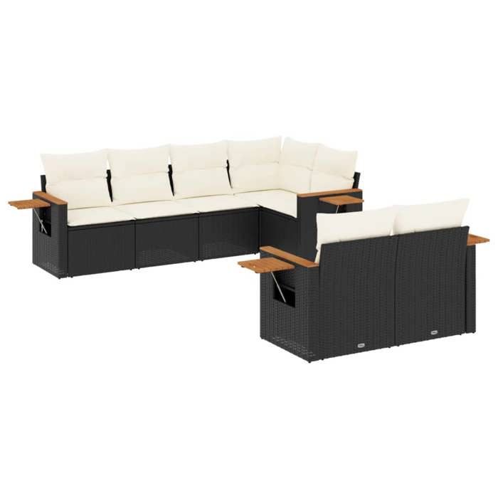 VidaXL Salon de Jardin avec Coussins 7 pcs, Canapés de Terrasse, Ensemble de Meubles de Patio, Mobilier d'Extérieur, Noir 3259382