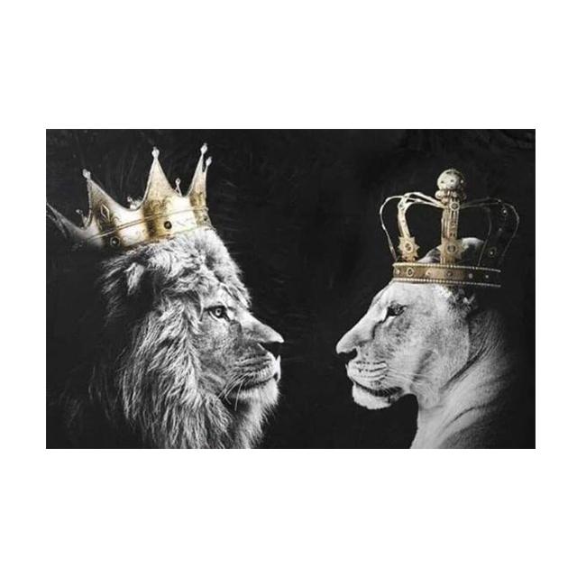 Семья льва, Корона, принт, холст, картина, галерея, Настенный декор, постеры, абстрактные животные с автографом, черно-белые фотографии, подарок