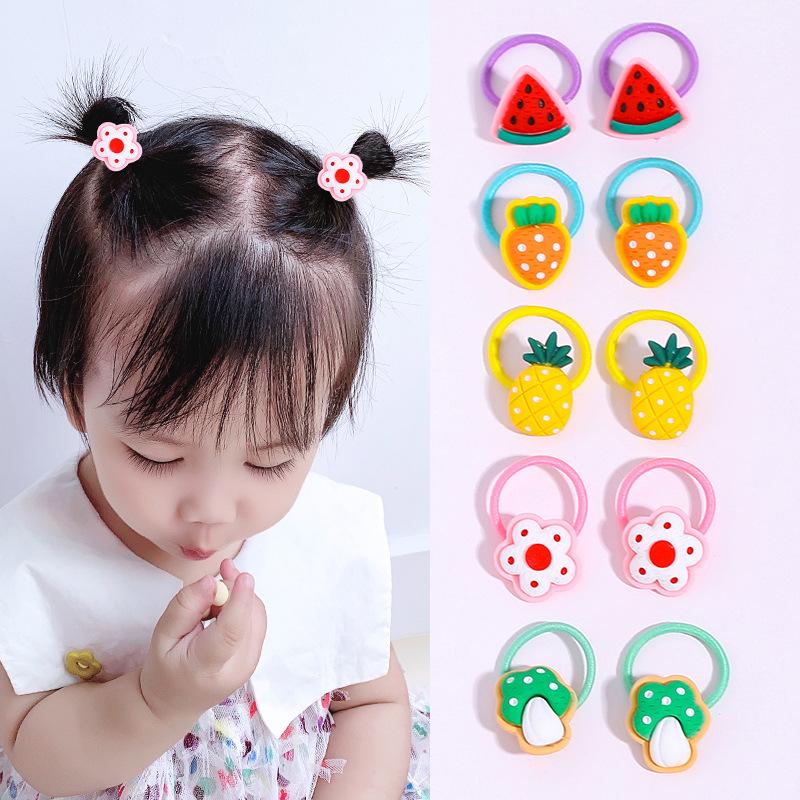 10PCS/Set 2CM Mini Cartoon Baby Girls Hair Ties Children HairBands Ponytail Elastic Rubber Band Newborn Hair Accessories