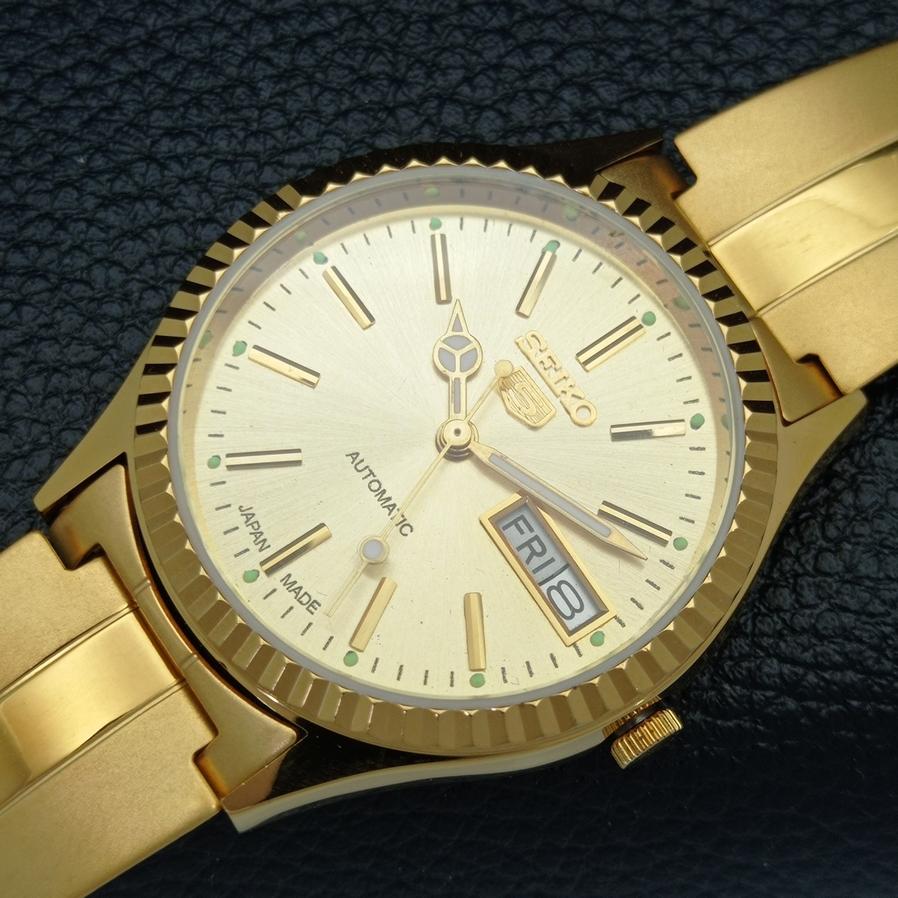 ВОССТАНОВЛЕННЫЕ ВИНТАЖНЫЕ SEIKO 5 AUTO 6309A ЯПОНИЯ МУЖСКИЕ ЗОЛОТЫЕ ЧАСЫ С ЦИФЕРБЛАТОМ a425919-2