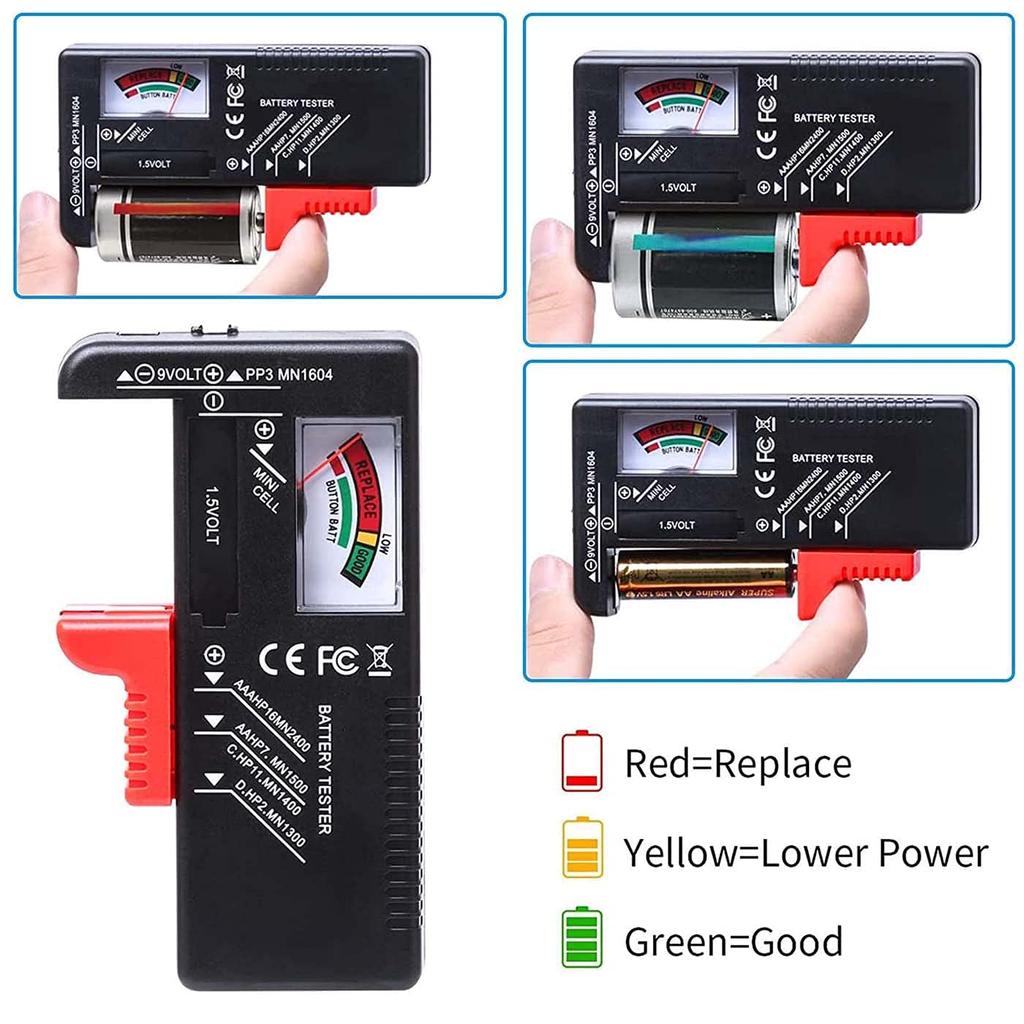 Тестер батареек, Бытовой тестер батареек, Универсальный тестер батареек, для батареек AA AA C D 9V 1.5V таблеточного типа