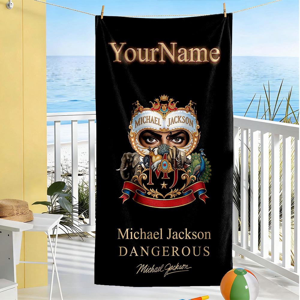 Michael Jackson Customize Your Name Beach Towel Super Soft Microfiber Quickdry Fabric Portable for SwimmingBeachCamping Travel Beach AccessoriesGym