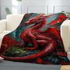 Red Dragon Style Flannel Printed Gift Blanket Winter Blanket,Warm Comfort Soft Blanket, Suitable For Sofa Bed Car Office Camping