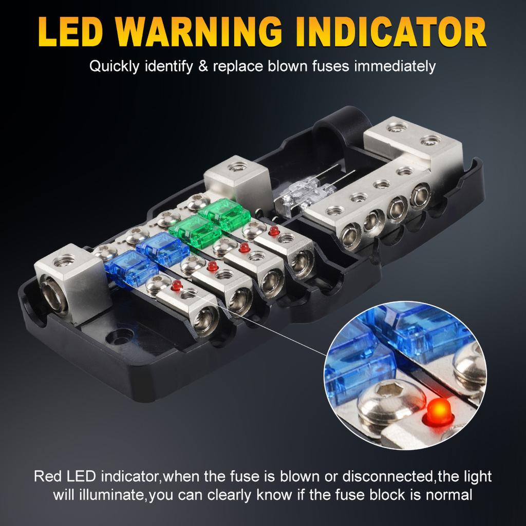 12V 24V 4 Ways Fuse Power Fuse Holder 30A 60A 80A Fuse Holder Power Distribution Block Fusebox Car Fuse for Boat RV Camper Truck