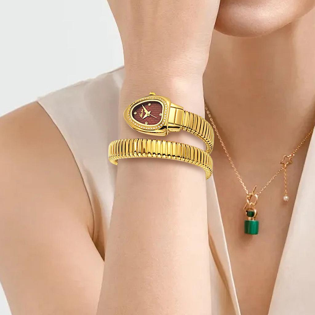 MISSFOX Women's Watches New Quartz Snake Shape Simple Ladies Watch Fashion Unique Strap Waterproof Wristwatches