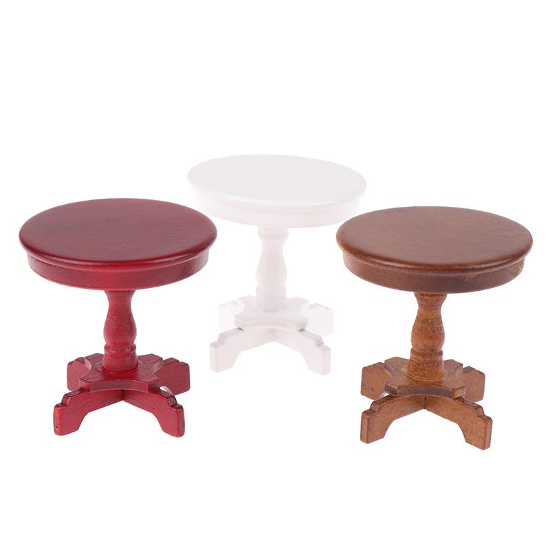 1/12 кукольный домик сад/комната декор деревянный миниатюрный круглый журнальный столик детские игрушки