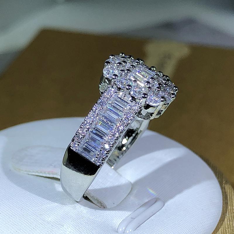 925 Серебряное Высококачественное Квадратное Белое Цирконовое Кольцо Для Дам Свадьба Помолвка Вечеринка Модные Ювелирные Изделия Подарок