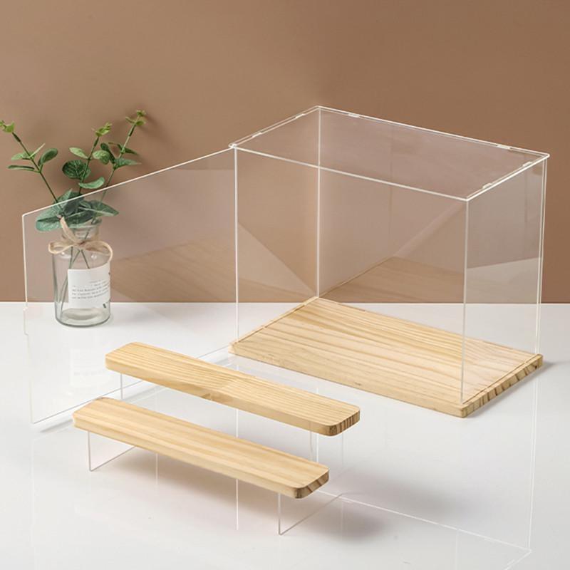Деревянная глухая коробка для хранения, акриловая витрина, витрина, кукла, модель Lego, пылезащитный чехол, прозрачная витрина