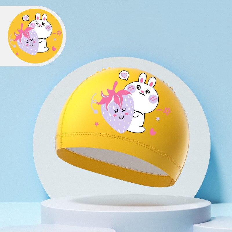 Детские шапочки для плавания для мальчиков и девочек, детская милая шапочка для плавания с героями мультфильмов, высокоэластичная водонепроницаемая шапочка для защиты ушей из искусственной кожи