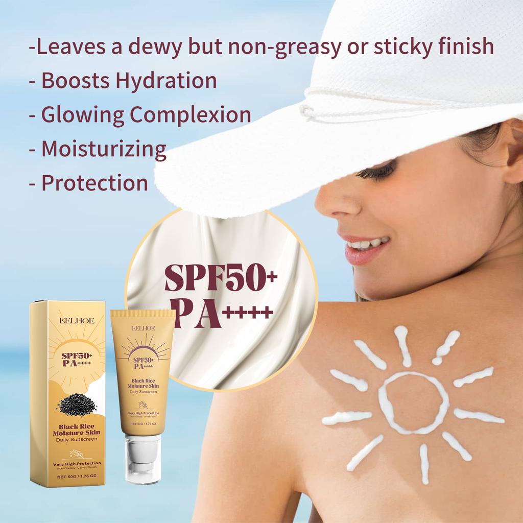 EELHOE Солнцезащитный крем для лица и тела с черным рисом, отбеливающий солнцезащитный крем, солнцезащитный крем, защитный крем для кожи, солнцезащитный крем для лица SPF 50/SPF 90