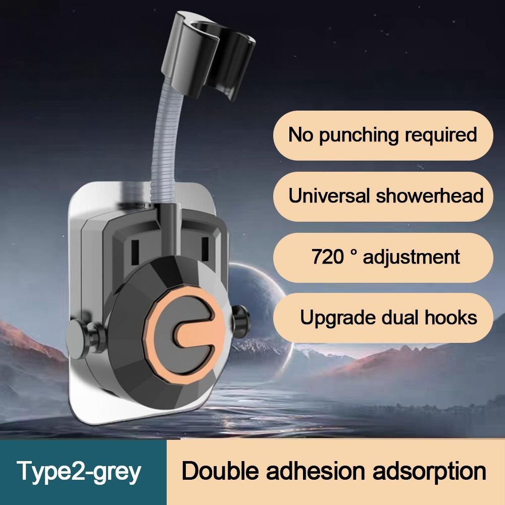 Self-Adhesive Shower Head Holder with Hooks Handheld Sprayer Support  Bathroom Accessories