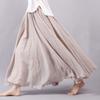 Double Layer Cotton and Linen Skirt with Big Swing Solid Color