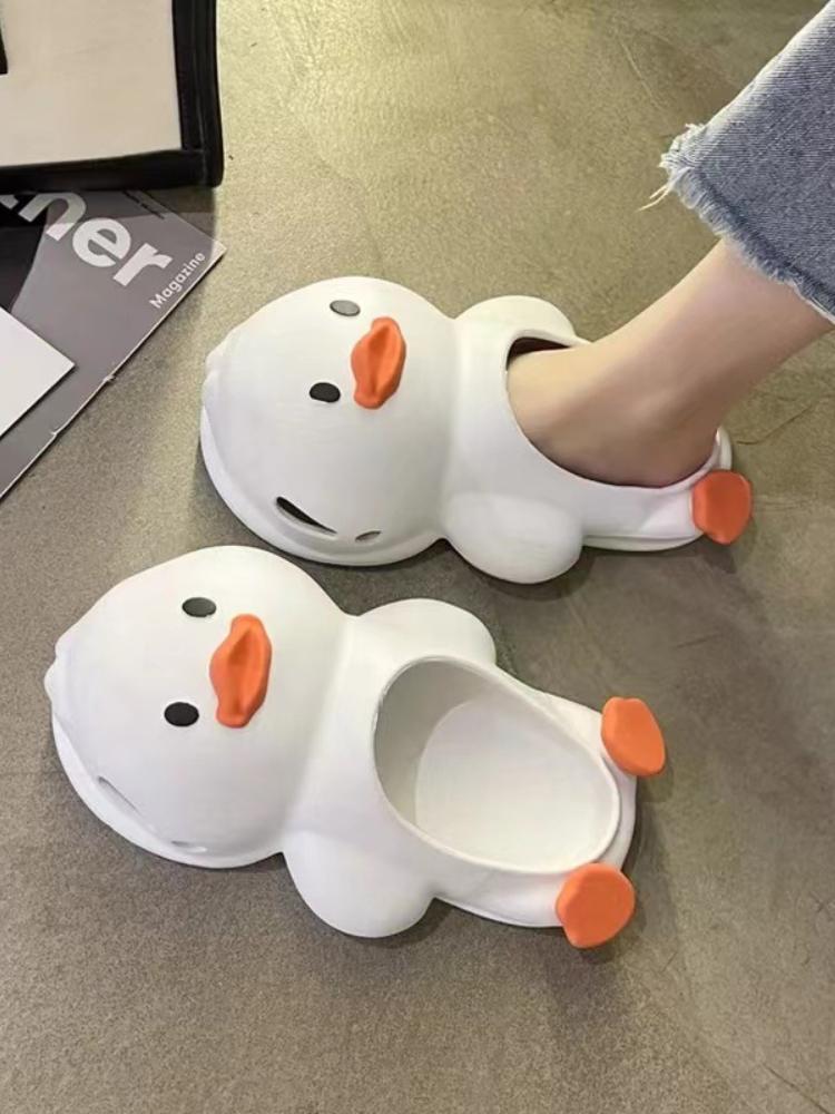 Тапочки с рисунком утки для женщин, симпатичные домашние нескользящие повседневные сандалии Baotou, шлепанцы на платформе, Sandalia De Mujer 2024