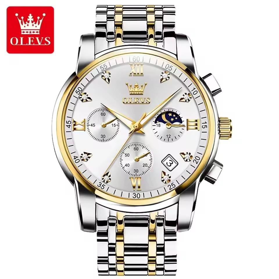 OLEVS 2858 Men Wrist Watch Band Logo Custom Watch Cool Date Analog Quartz Display with Stainless Steel Strap Men Watch 2026