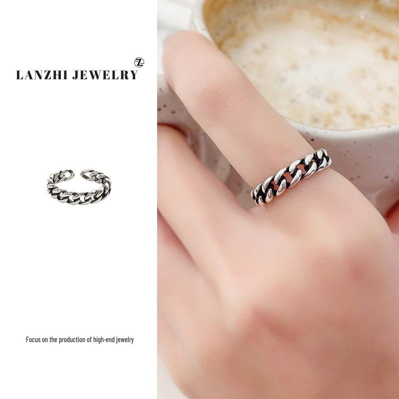 Тайское серебро Женское наборное кольцо - Серебро 925 пробы, Нишевый дизайн, Простые и универсальные украшения