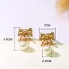 Medium-old Temperament Simple Bow Earrings Cute Pearl Pendant Earrings for Women Niche Design Earrings