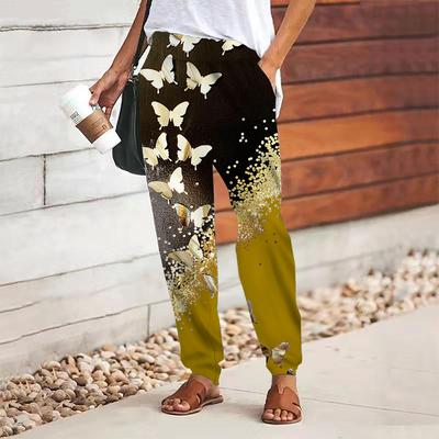 Женские брюки с блестящим принтом, на шнуровке, с эластичной талией, свободные, повседневные длинные брюки, брюки с карманами