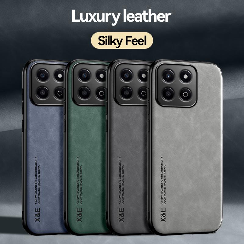 KEYSION Роскошный ретро-чехол из искусственной кожи для HONOR X7c, мягкий силиконовый + противоударный чехол для задней панели телефона из поликарбоната для Huawei Honor 200 Smart 5G