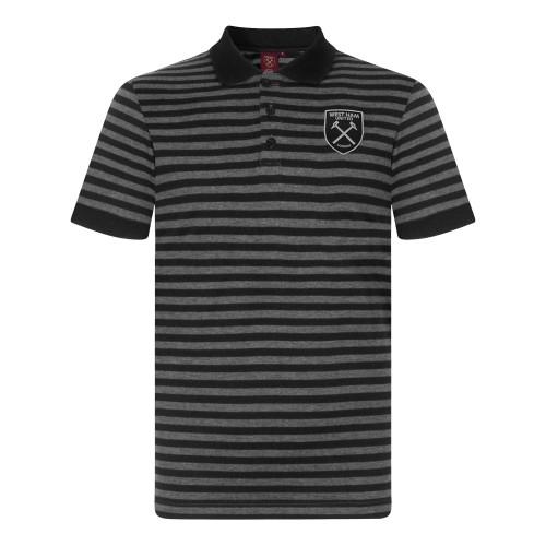 West Ham United FC Mens Contrast Striped Polo Shirt
