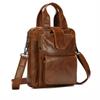 Genuine Leather Crossbody Messenger Bag - Men's Large Capacity Retro Vertical Handbag for Casual or Commute Use.
