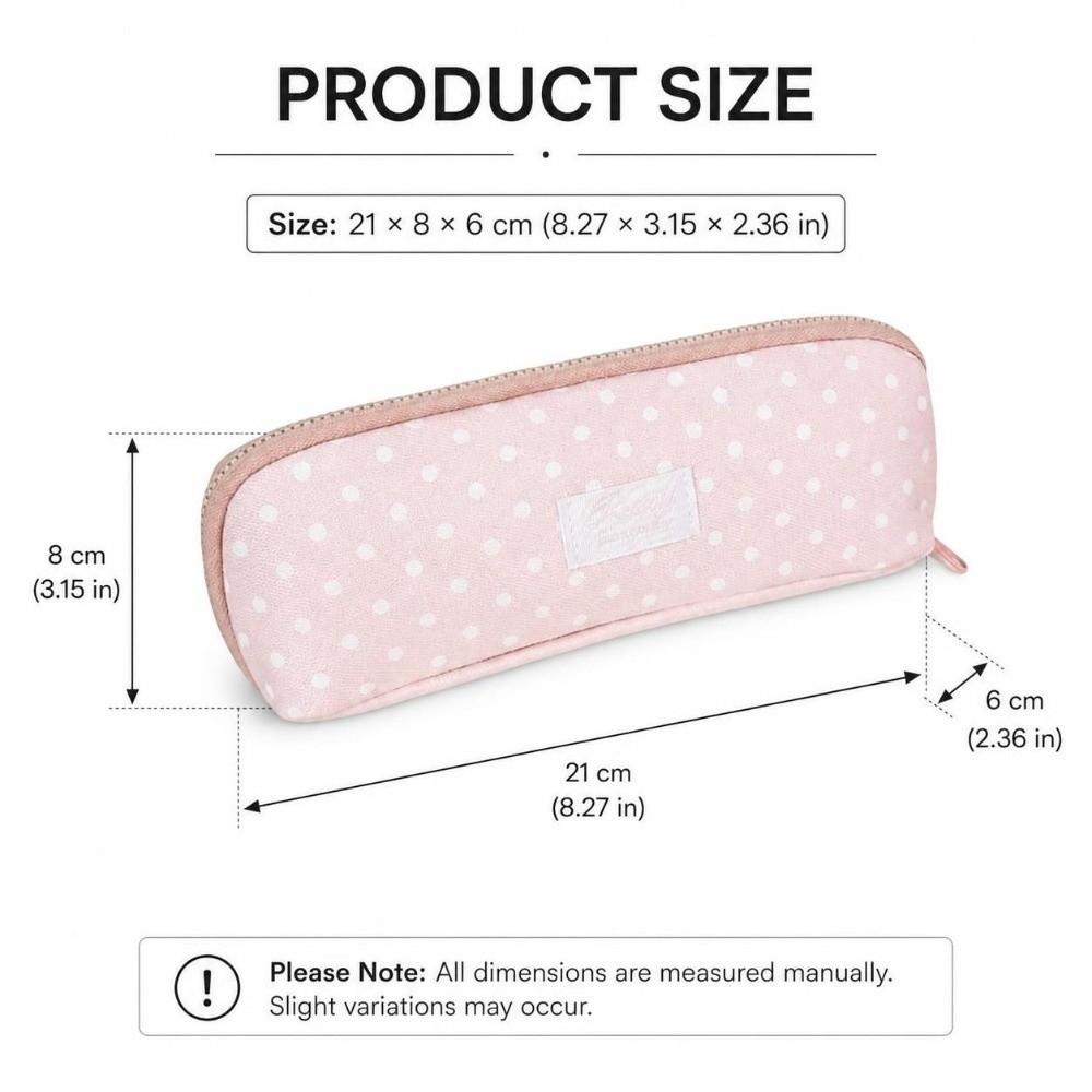 Large Capacity Pen Bag Pink Polka Dot Pencil Pouch Portable Stationery Pouch School Office