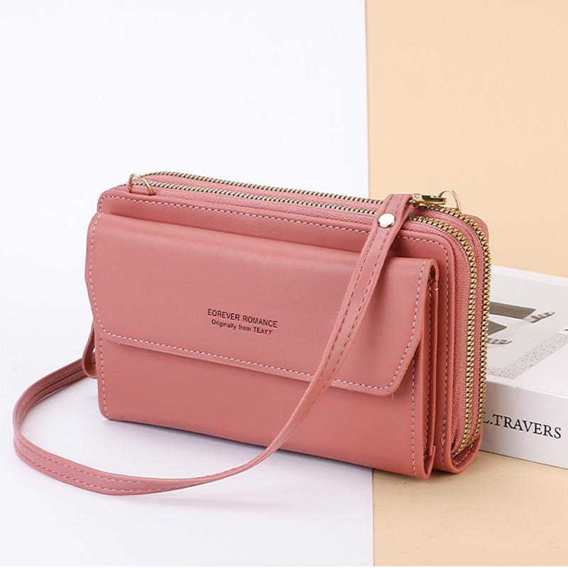 Женская сумка-мессенджер, большая вместительная сумка для мобильного телефона, модная сумка на плечо с двойной молнией, сумка для мобильного телефона