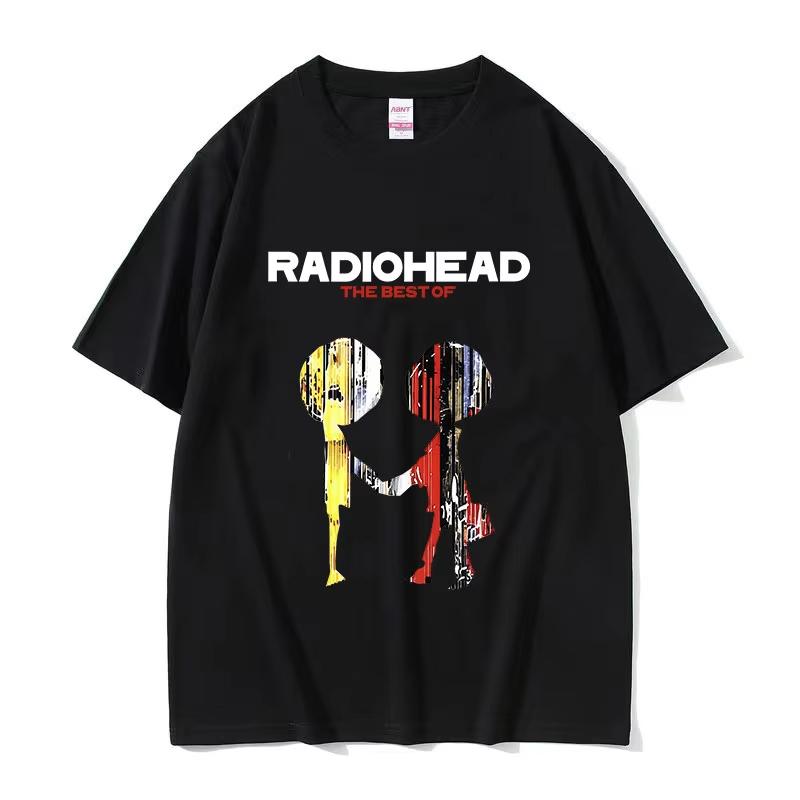 Британская группа Radiohead Тур Графические Футболки Унисекс Винтажные Готические Оверсайз Хлопковые Футболки Унисекс Подарок для Фанатов Панк Одежда Футболки Топы