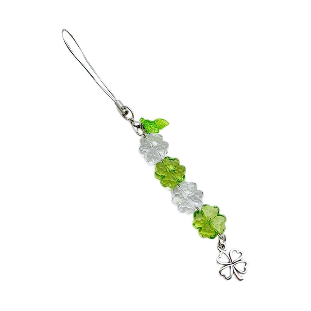 Colorful Keychain Elegant Beaded Four Leaf Clovers Phone Pendant Bag Charm Stylish Accessory for Fashion Enthusiasts