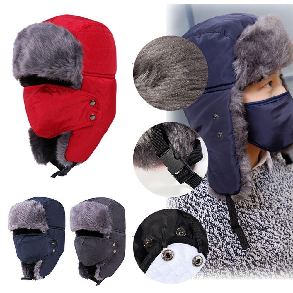 Уличная маска для лица Trapper Толстая теплая шапка-ушанка Снежная шапка Меховые ветрозащитные шапки