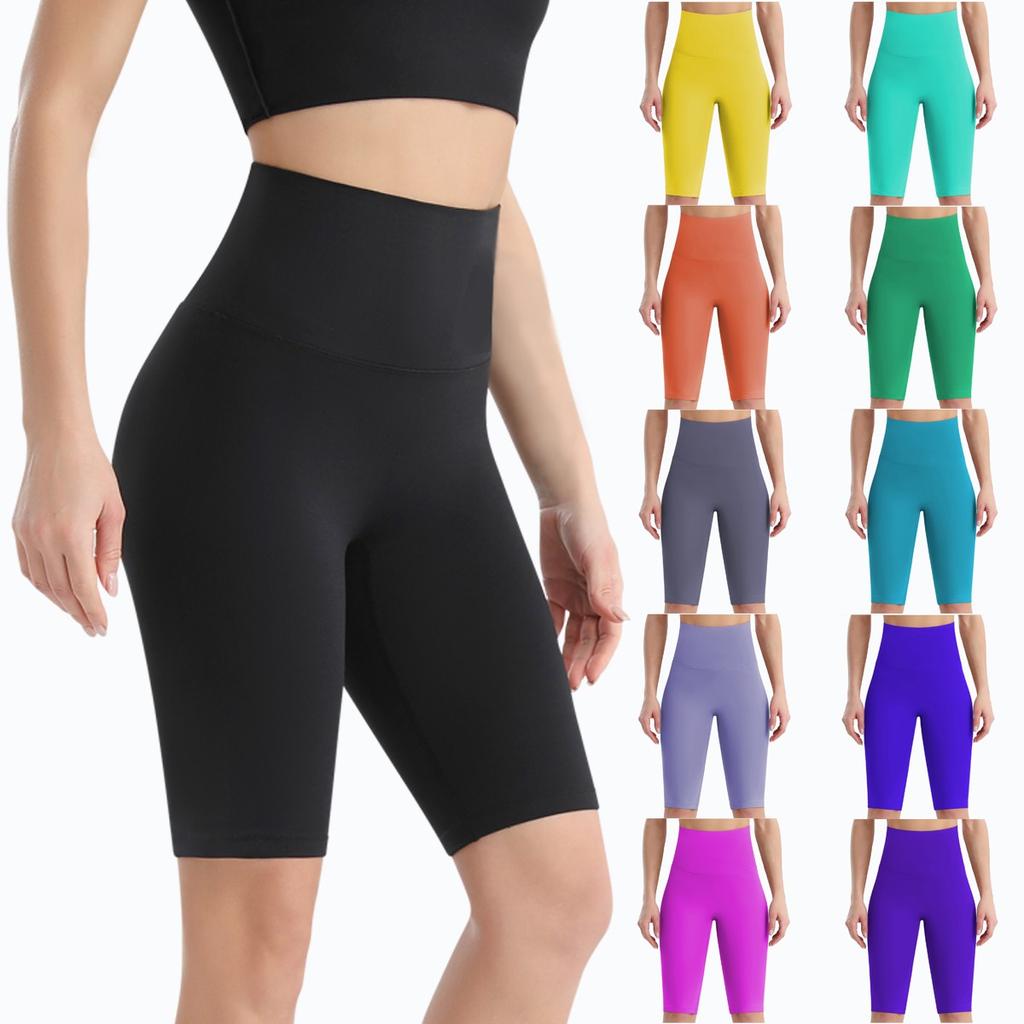 Women's Seamless Hip Lifting High Waist Solid Color Yoga Pants Exercise Five Pants