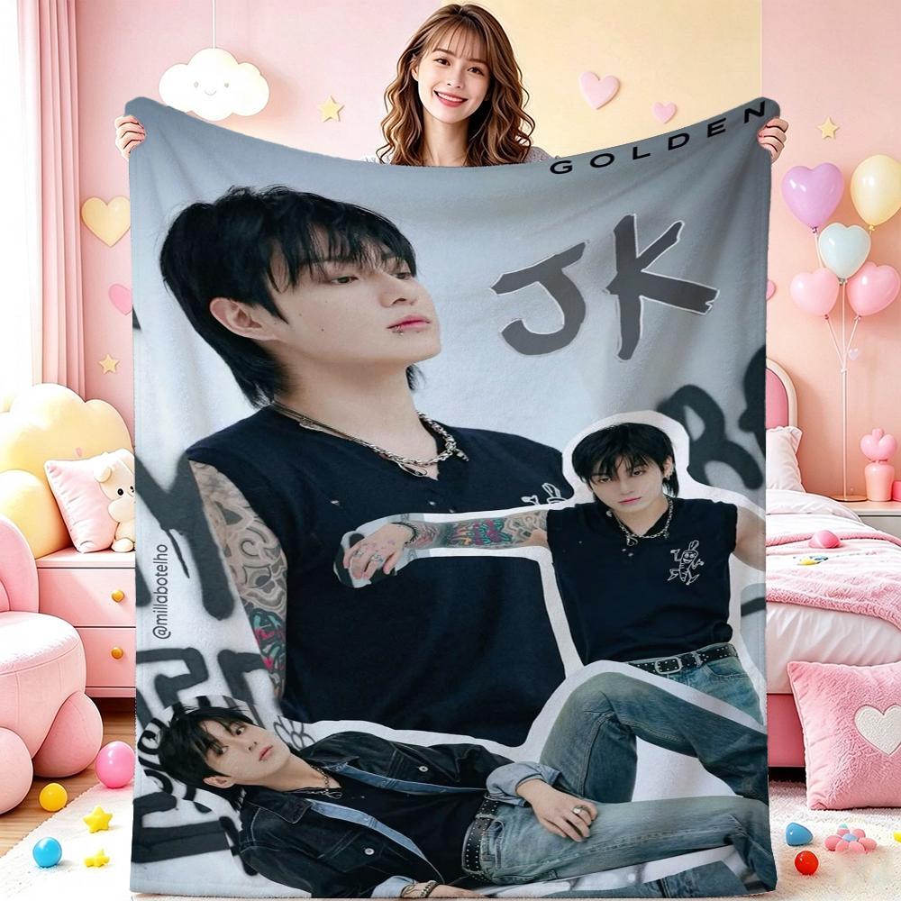 Stylish Man Yellow Jacket Portrait Pattern Blanket Warm Comfortable Fleece Blanket For Living Room Office Nap Lightweight Home Decor Halloween Gift