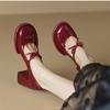 Fashion French High Heel Women Shoe 2024 Spring New Retro Red Platform Leather Shoe Elegant Woman Heeled Shoe Party Wedding Casual