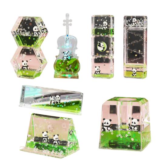 Панда Жидкостный Пузырьковый Таймер Песочные Часы Масляные Сенсорная Игрушка для Детей Взрослых Настольный Антистресс Успокаивающая Игрушка для Снятия Стресса Декор для Дома Офиса Стола