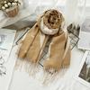 Autumn and Winter Wool Scarf Women's New Imitation Cashmere Letter V Warm Scarf Korean Style Versatile Long Tassel Shawl