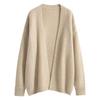 Elegant Loose Long Sleeve Thick Knitted Cardigan Women Autumn Winter Soft Solid Color Sweater Korean