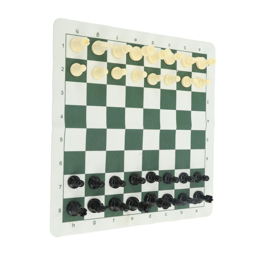 Portable Chess Set Travel Chess Board Game Set Imitation Leather PU Checkerboard 32 Chess Pieces