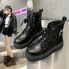 Мода 2024 Осень Новые Женские Круглый Носок Квадратный Каблук Пряжка Летучая Мышь Удобные Короткие Ботинки Теплые Металлическая Отделка Женские Модные Ботинки