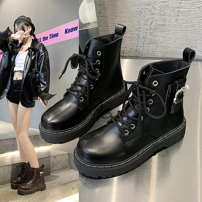 Мода 2024 Осень Новые Женские Круглый Носок Квадратный Каблук Пряжка Летучая Мышь Удобные Короткие Ботинки Теплые Металлическая Отделка Женские Модные Ботинки