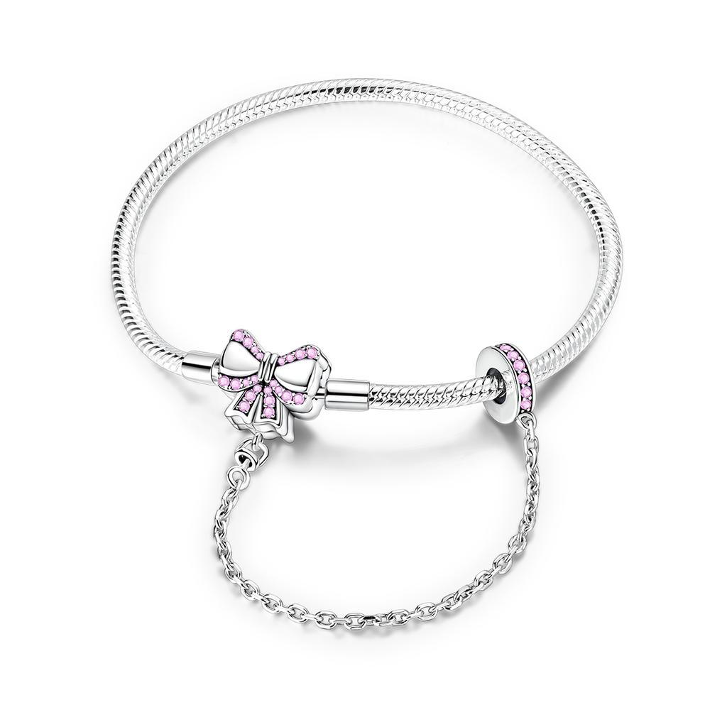 Original 925 Silver Charm Bracelets Heart Clip Bead Snake Chain Bracelet Fit Charms Beads Diy For Woman Fine Jewelry