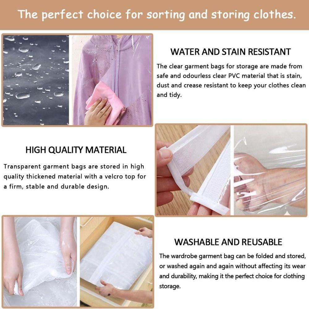 Hanging Clothing Dust Cover Waterproof Suit Jacket Protection Dust Cover Durable Clothes Dust Bag