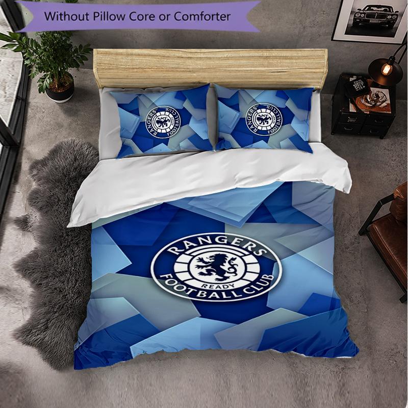 Rangers FC Themed Bedding 3Pcs Duvet Cover Set Decorative Bed Linen For Teen Room Home Decoration