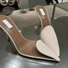 Fashion 2025 Summer Fairy Style Sexy Love Transparent Head Half Slipper Female Pointy Thin Heel High Heel Sandals