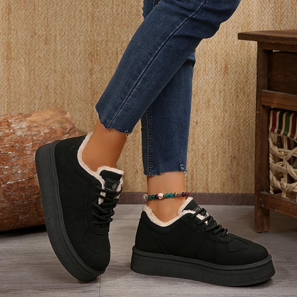 Осенне-зимние теплые кроссовки на платформе женские повседневные на шнуровке нескользящие хлопковые утепленные туфли женские 2025 замшевые ботильоны мухер