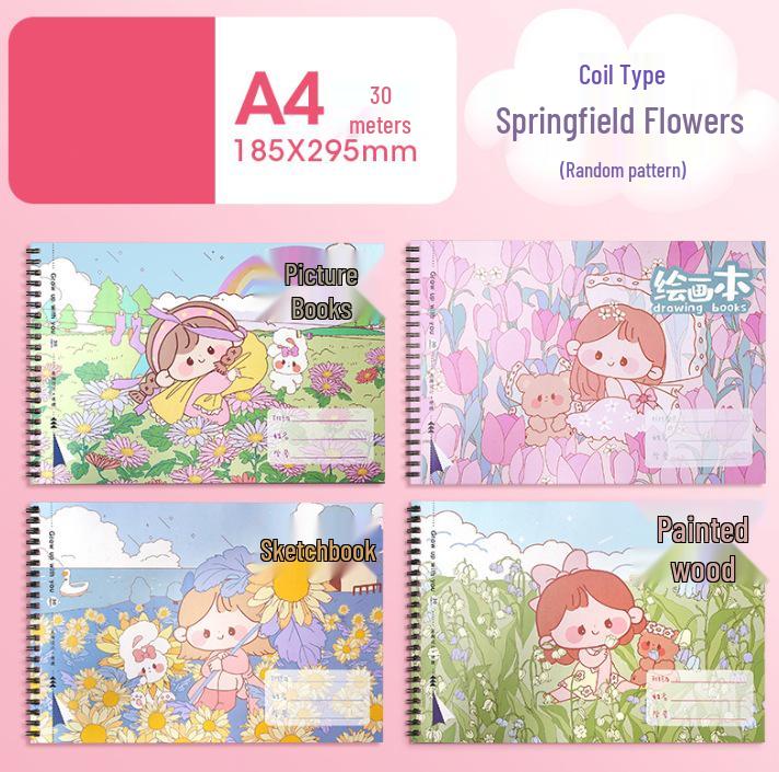 Cute Capybara & Puffer Fish A4 Drawing Book for Kids - Blank Pages, Coil Bound for First Graders